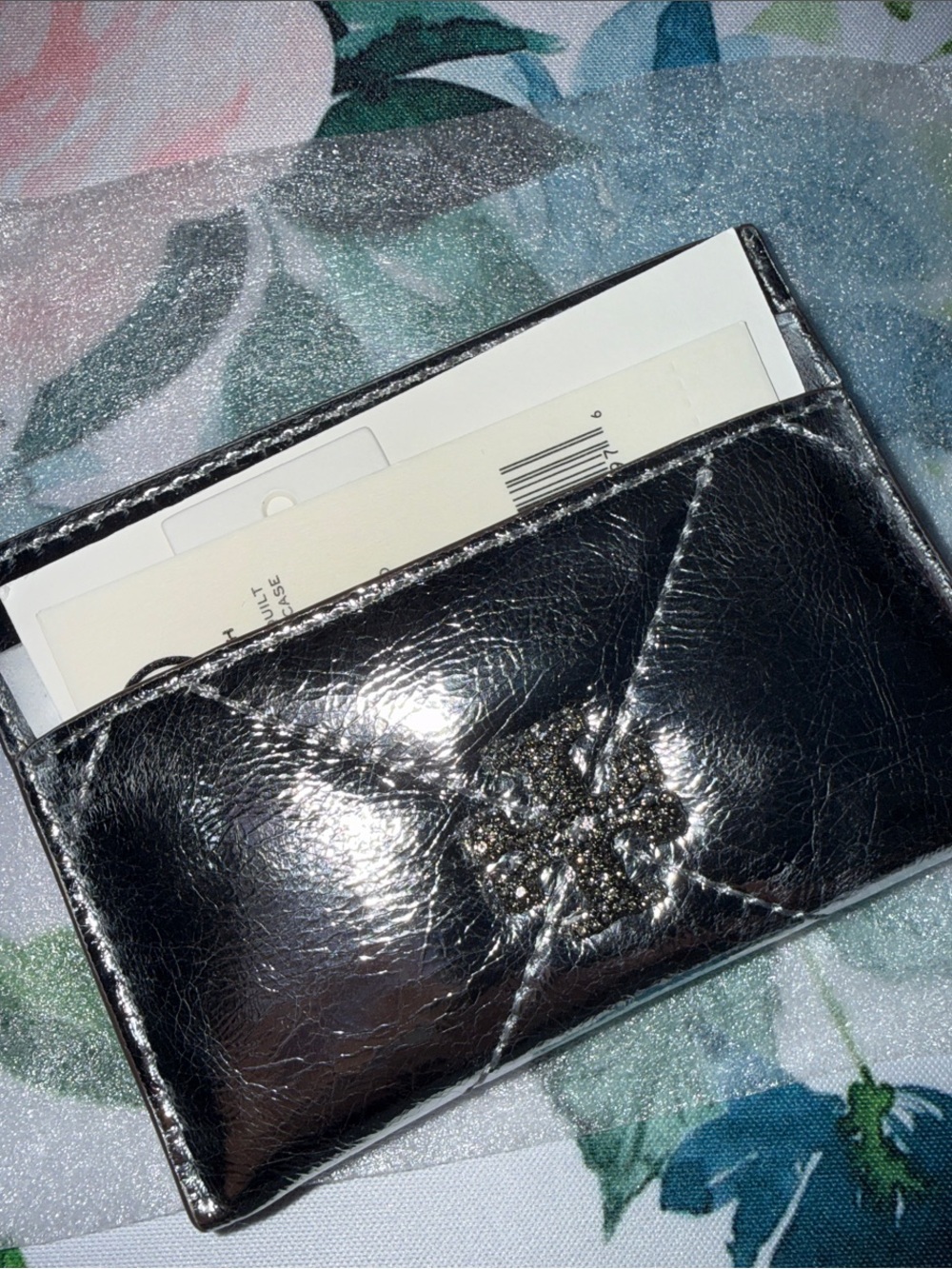 Tory Burch Kira Quilted Metallic Card Case